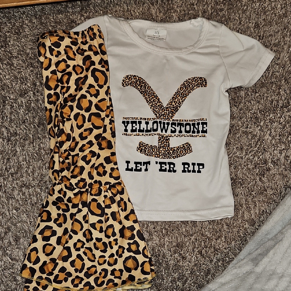 Yellowstone Graphic Tee and Leopard Print Pants Set